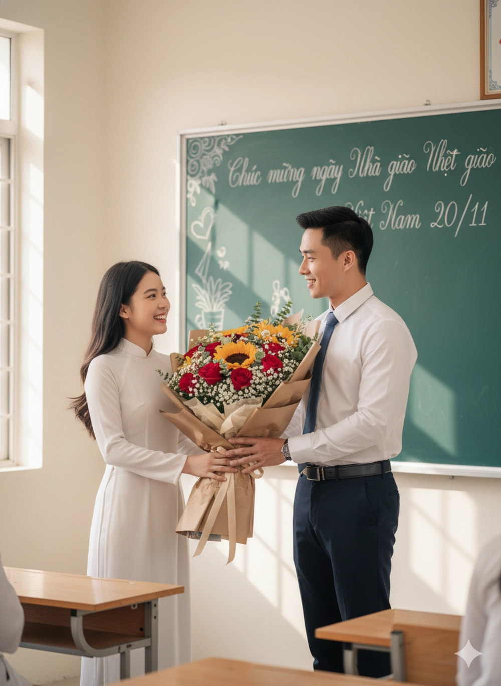 Tạo ảnh tri ân 20/11 tặng Thầy giáo với câu lệnh Gemini