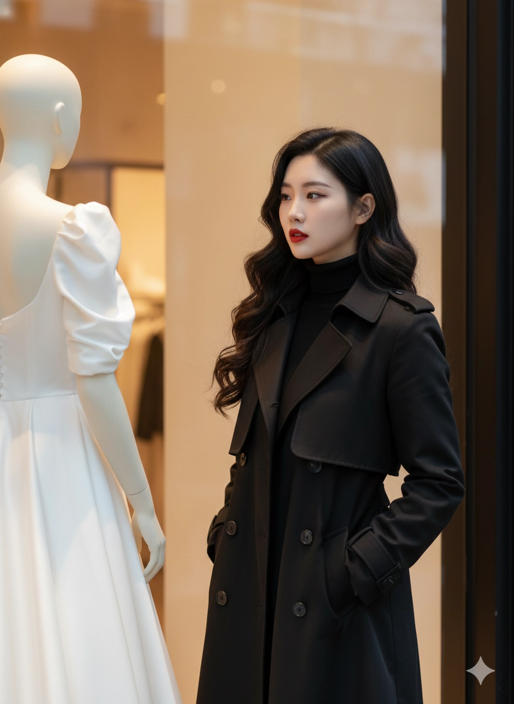 Prompt Gemini tạo ảnh cô gái trước bộ áo cưới mơ ước