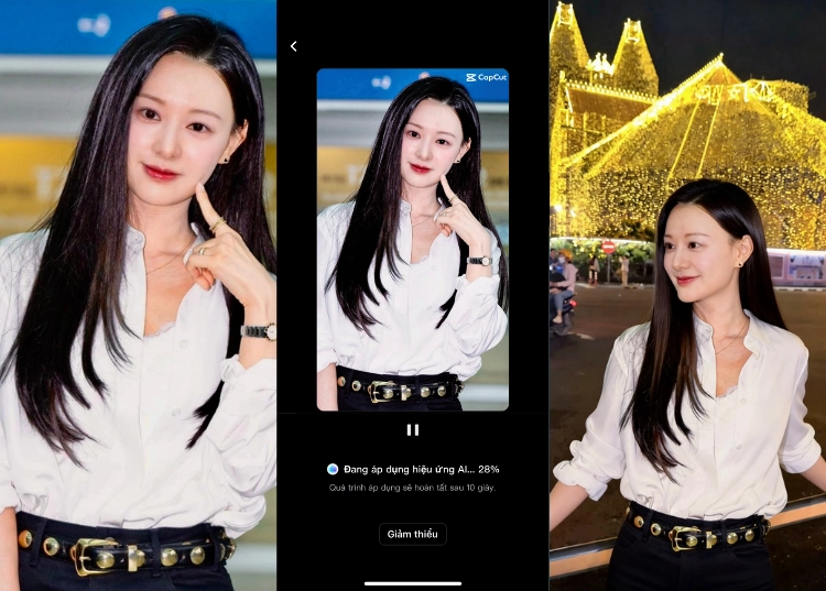 CapCut AI ghép ảnh check-in Nhà thờ Đức Bà cực trend