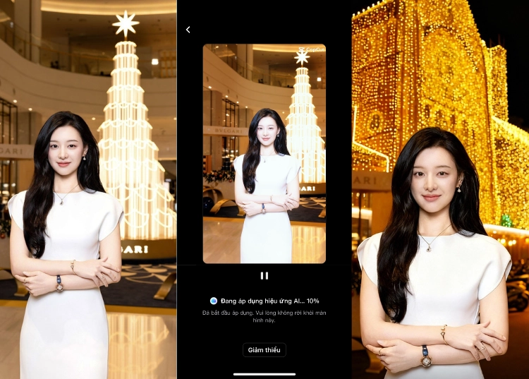 CapCut AI ghép ảnh check-in Nhà thờ Đức Bà cực trend