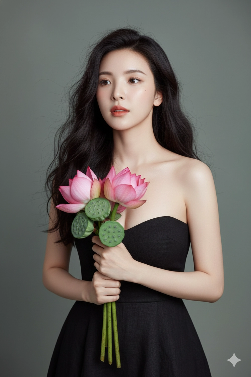 Câu lệnh Gemini AI tạo ảnh bên đóa sen đẹp mê ly