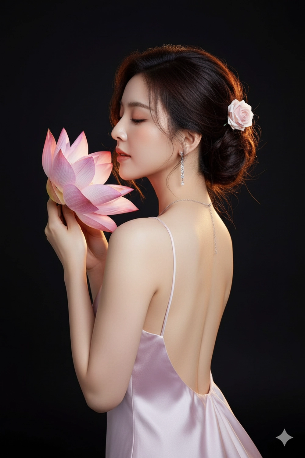 Câu lệnh Gemini AI tạo ảnh bên đóa sen đẹp mê ly