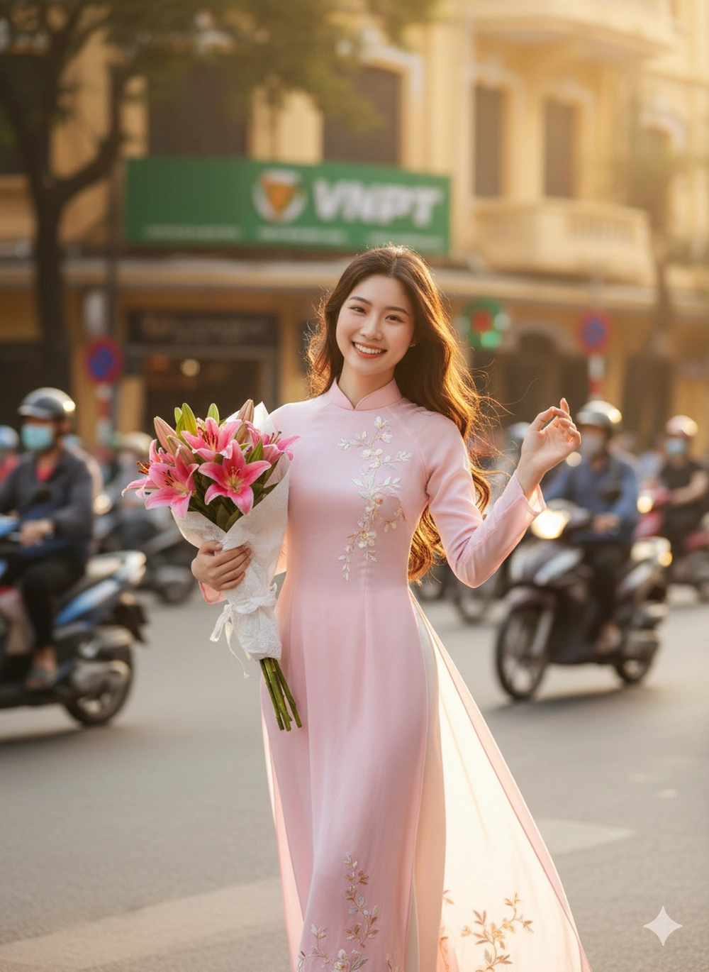 Hóa nàng thơ áo dài giữa phố phường Hà Nội với Gemini