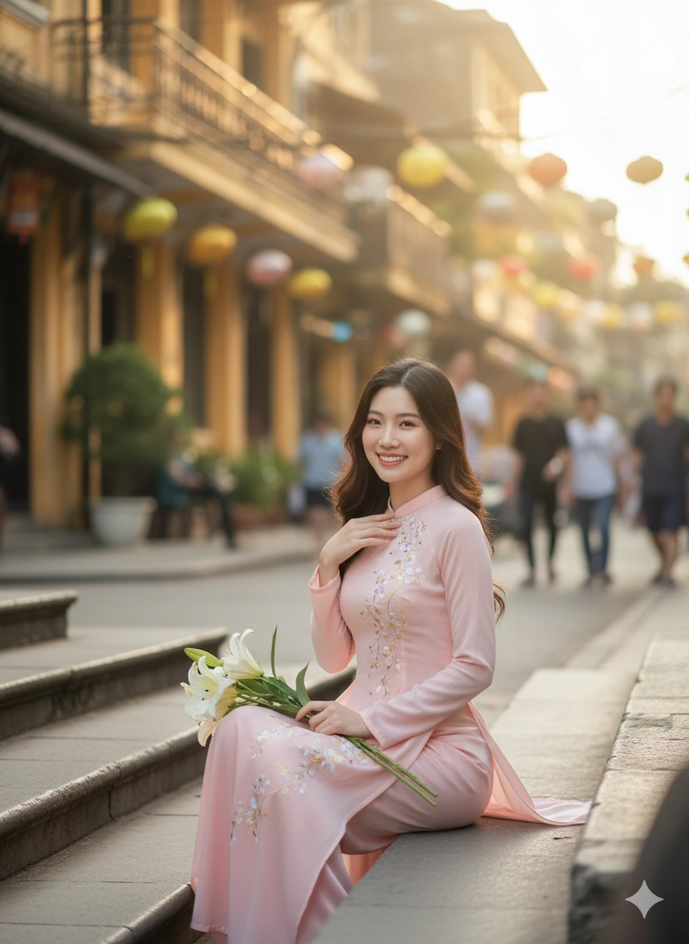 Hóa nàng thơ áo dài giữa phố phường Hà Nội với Gemini