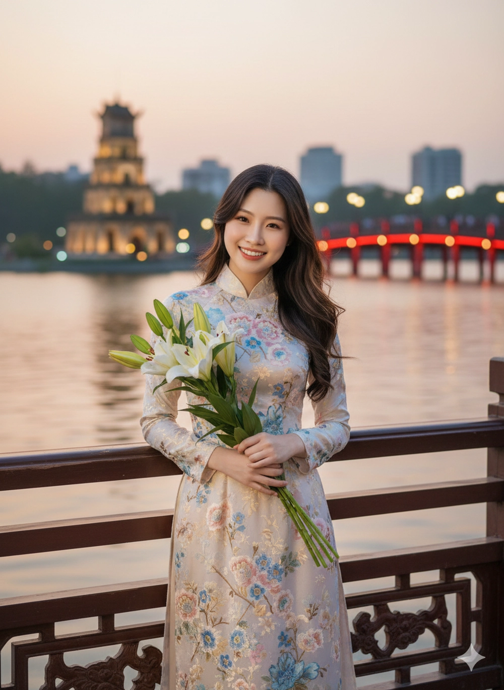 Hóa nàng thơ áo dài giữa phố phường Hà Nội với Gemini