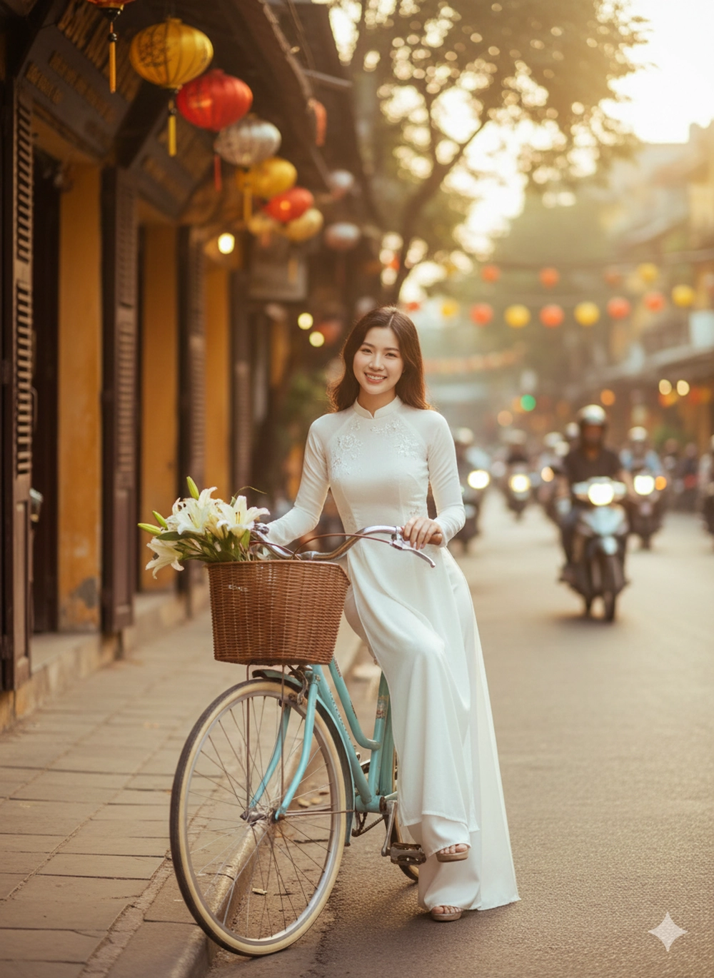 Hóa nàng thơ áo dài giữa phố phường Hà Nội với Gemini