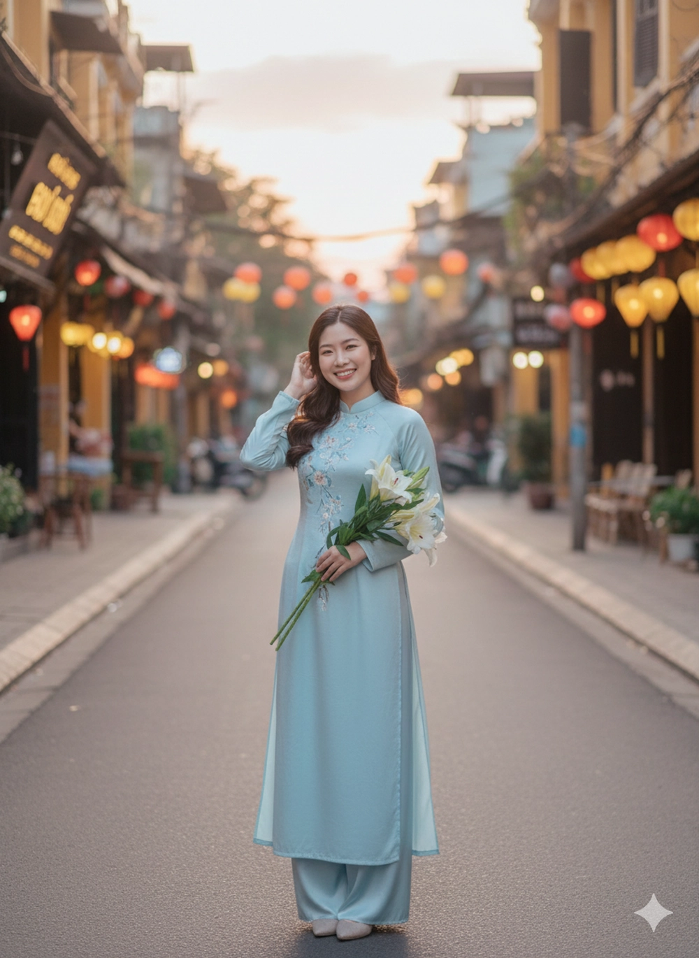 Hóa nàng thơ áo dài giữa phố phường Hà Nội với Gemini
