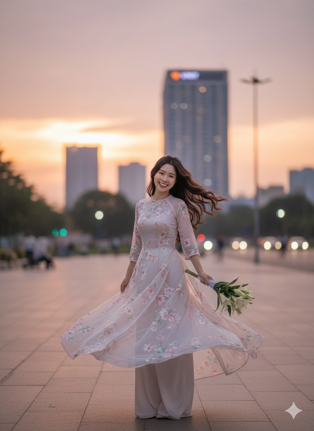 Hóa nàng thơ áo dài giữa phố phường Hà Nội với Gemini