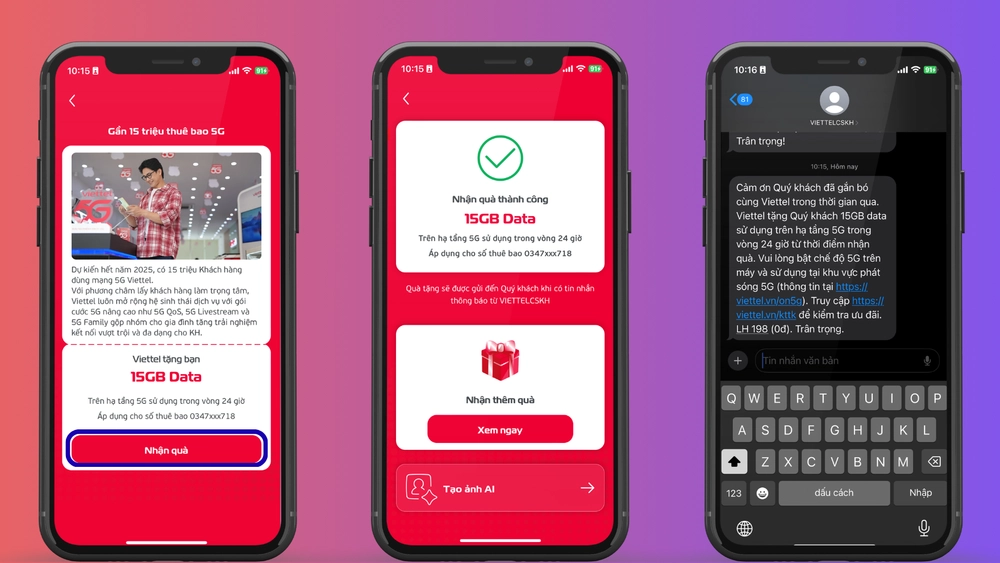 Cách nhận 15GB Data 5G Viettel qua ứng dụng TV360