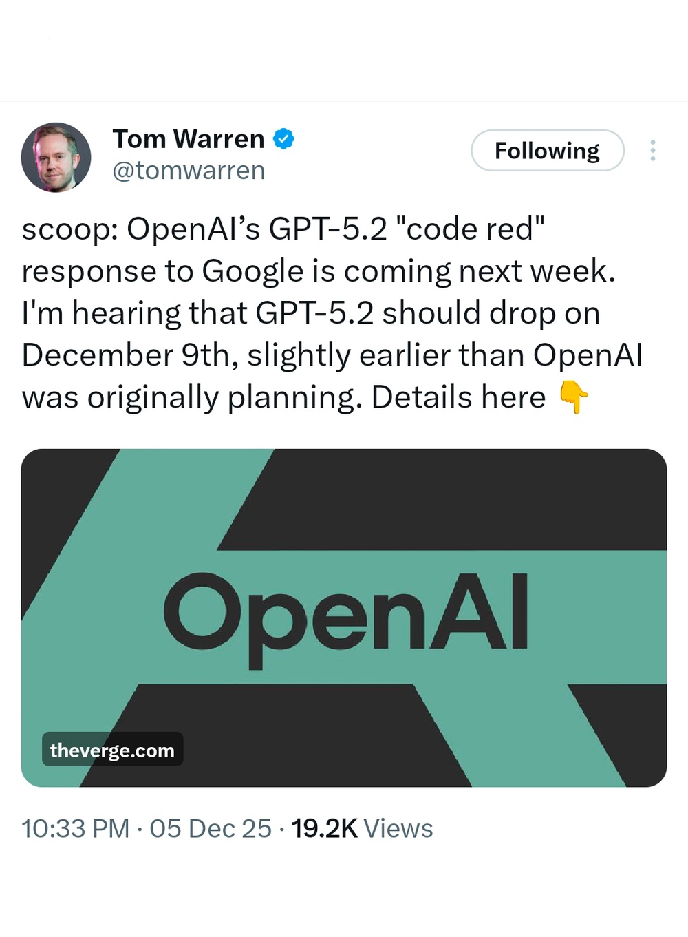 OpenAI sắp ra mắt GPT-5.2, "đáp trả" Gemini 3