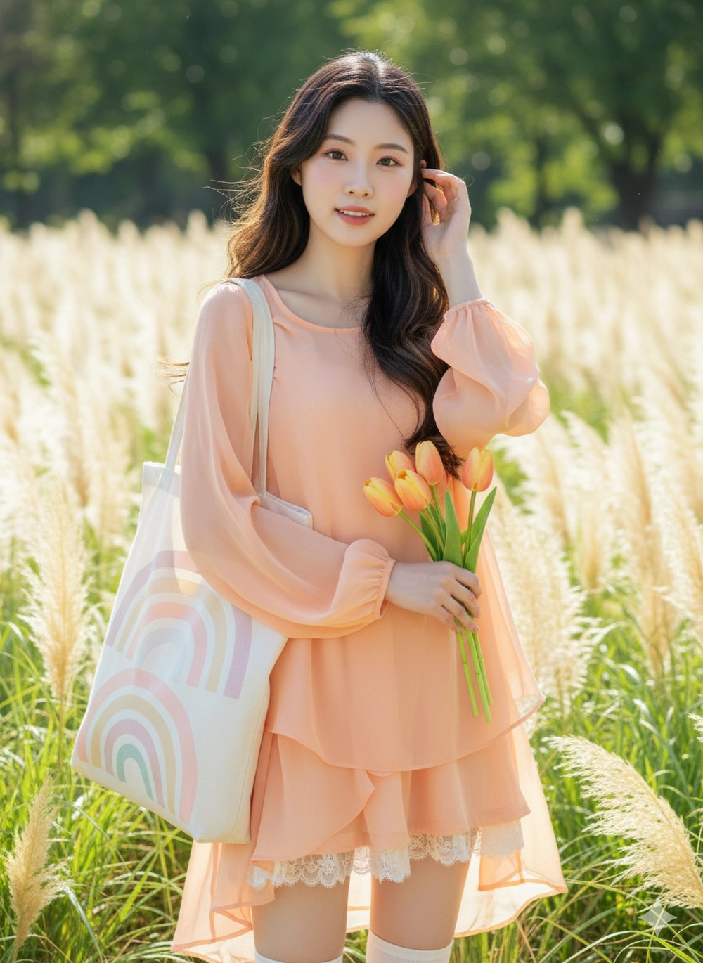 Prompt Gemini "hóa" nàng thơ mùa thu bên lá vàng khô