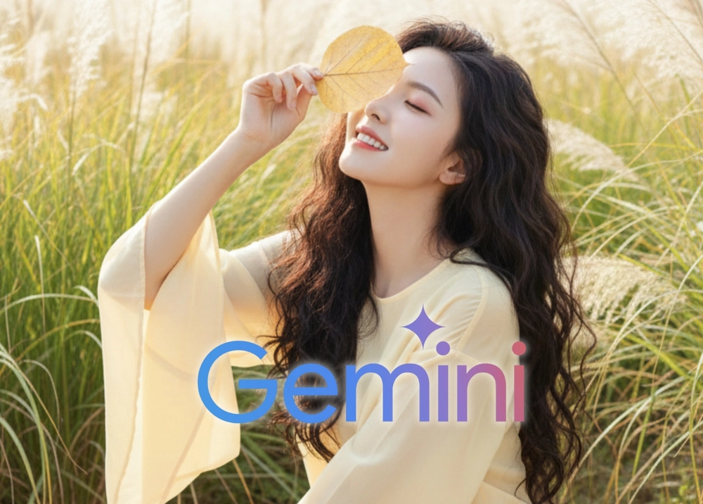 Prompt Gemini "hóa" nàng thơ mùa thu bên lá vàng khô