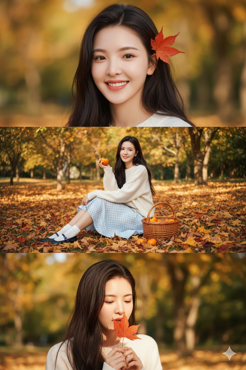 Prompt Gemini tạo ảnh 3 khung lá vàng rơi hot TikTok