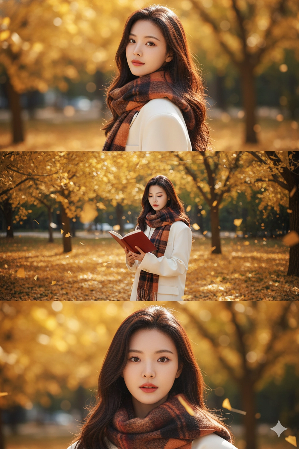 Prompt Gemini tạo ảnh 3 khung lá vàng rơi hot TikTok