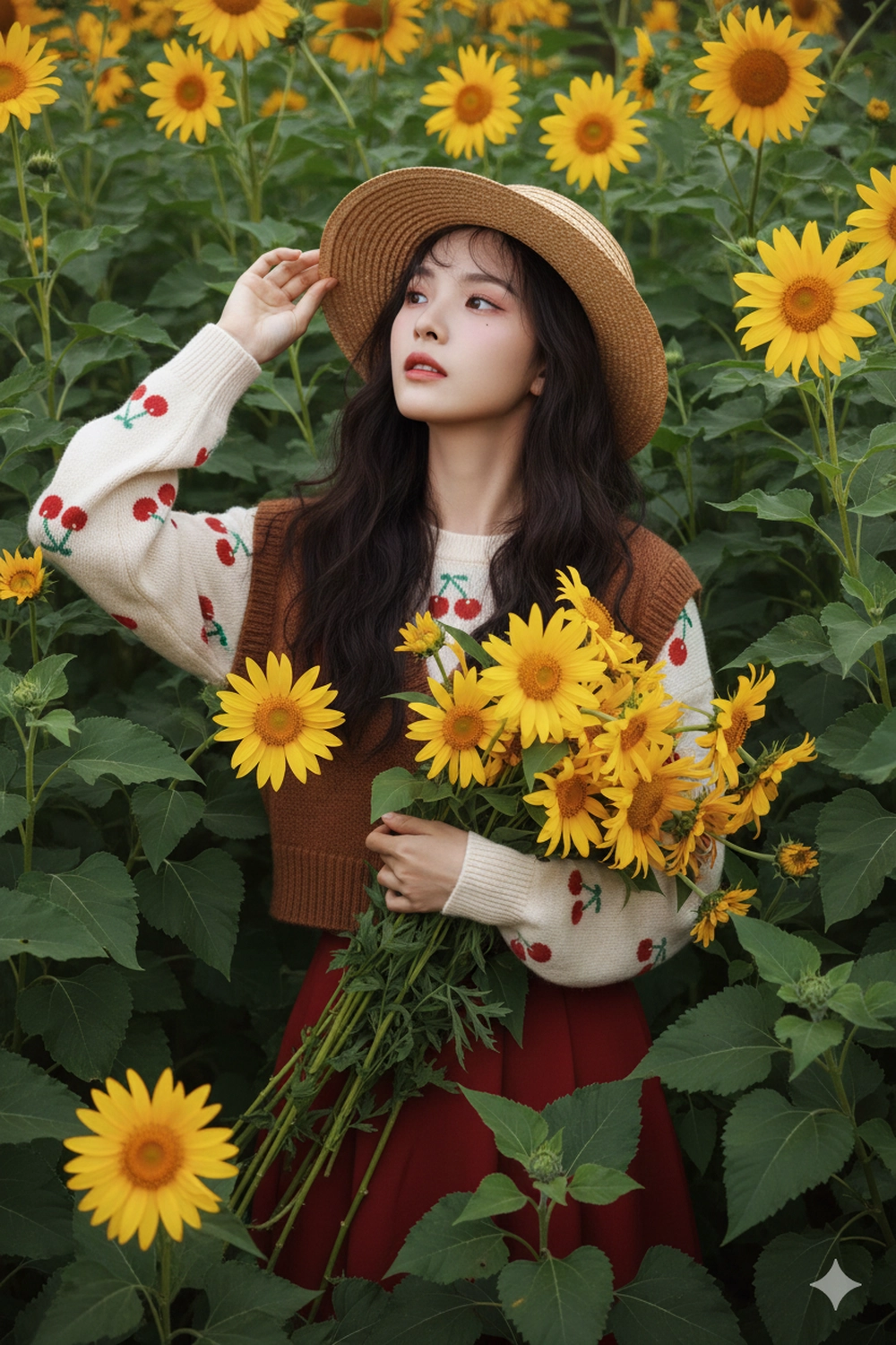 Prompt Gemini tạo ảnh bên hoa Dã Quỳ đẹp như mơ