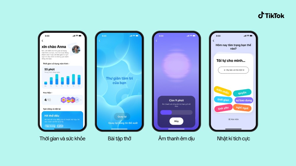 TikTok bổ sung công cụ thư giãn, quản lý thời gian sử dụng