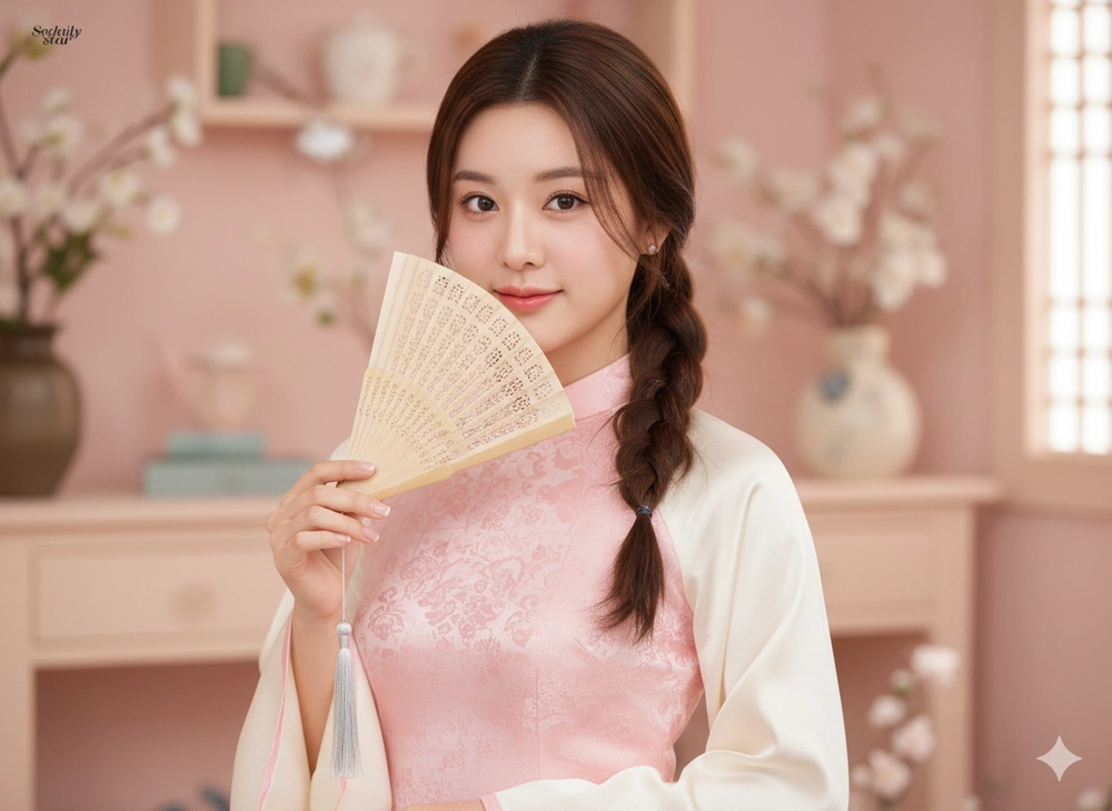 Biến hình nàng thơ áo dài hồng chỉ với câu lệnh Gemini AI