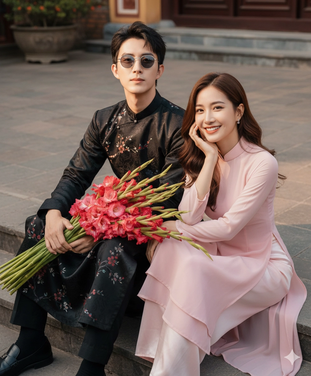 Cách tạo ảnh Tết áo dài đôi cực điện ảnh với Gemini AI