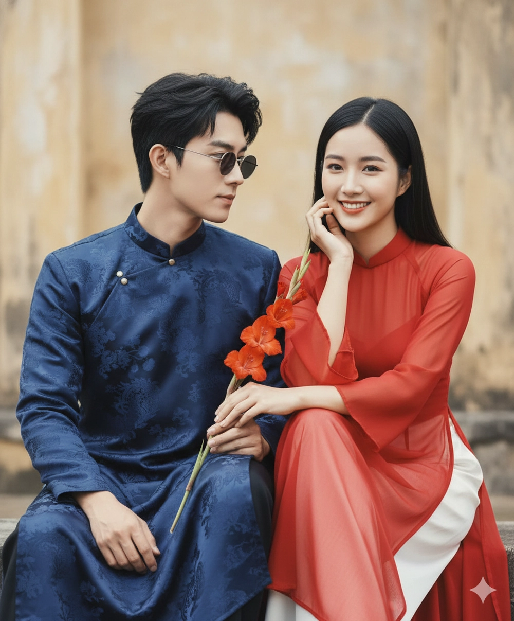 Cách tạo ảnh Tết áo dài đôi cực điện ảnh với Gemini AI