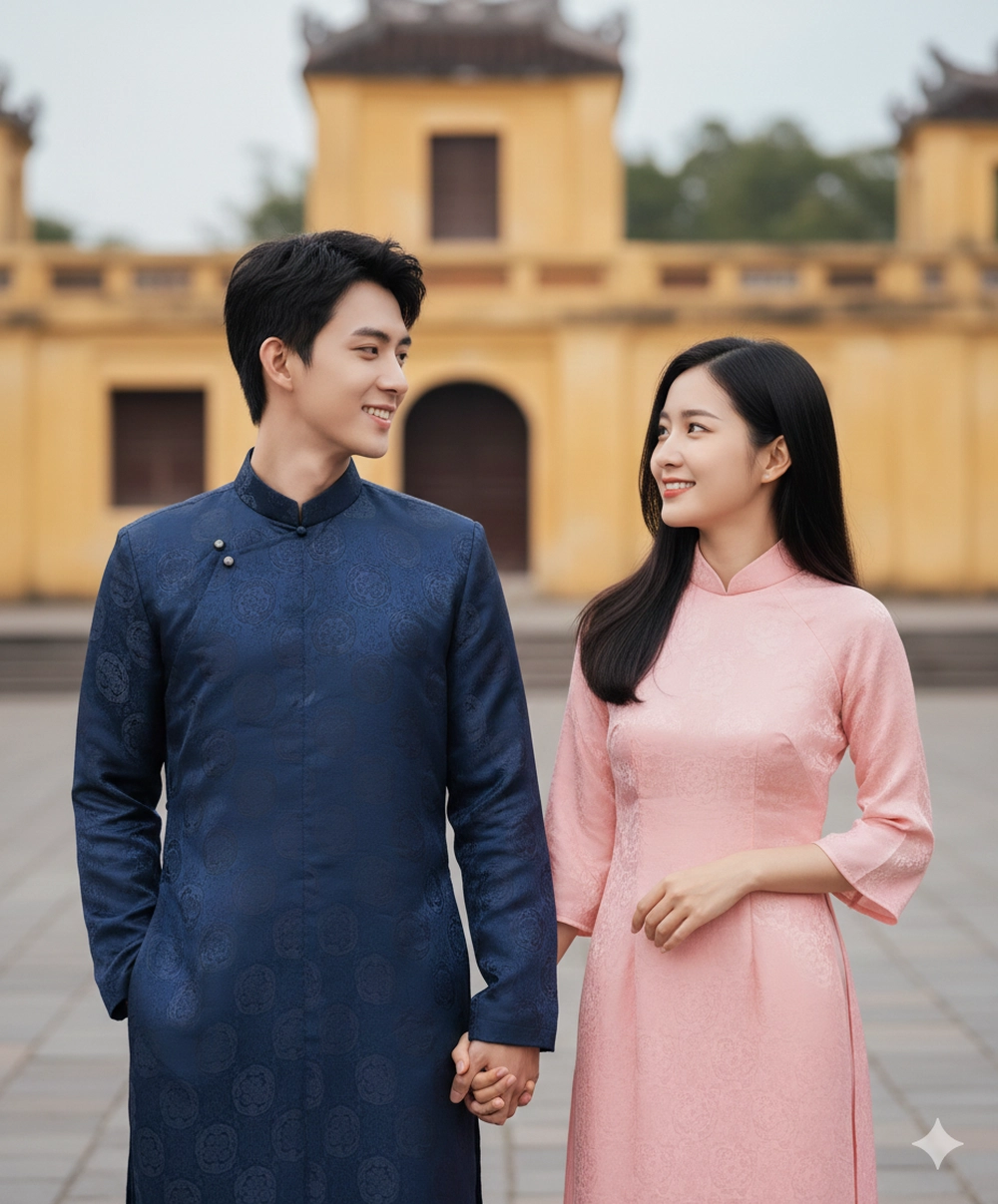 Cách tạo ảnh Tết áo dài đôi cực điện ảnh với Gemini AI