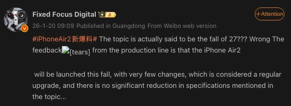 iPhone Air 2 có thể gây thất vọng dù ra mắt sớm hơn dự kiến