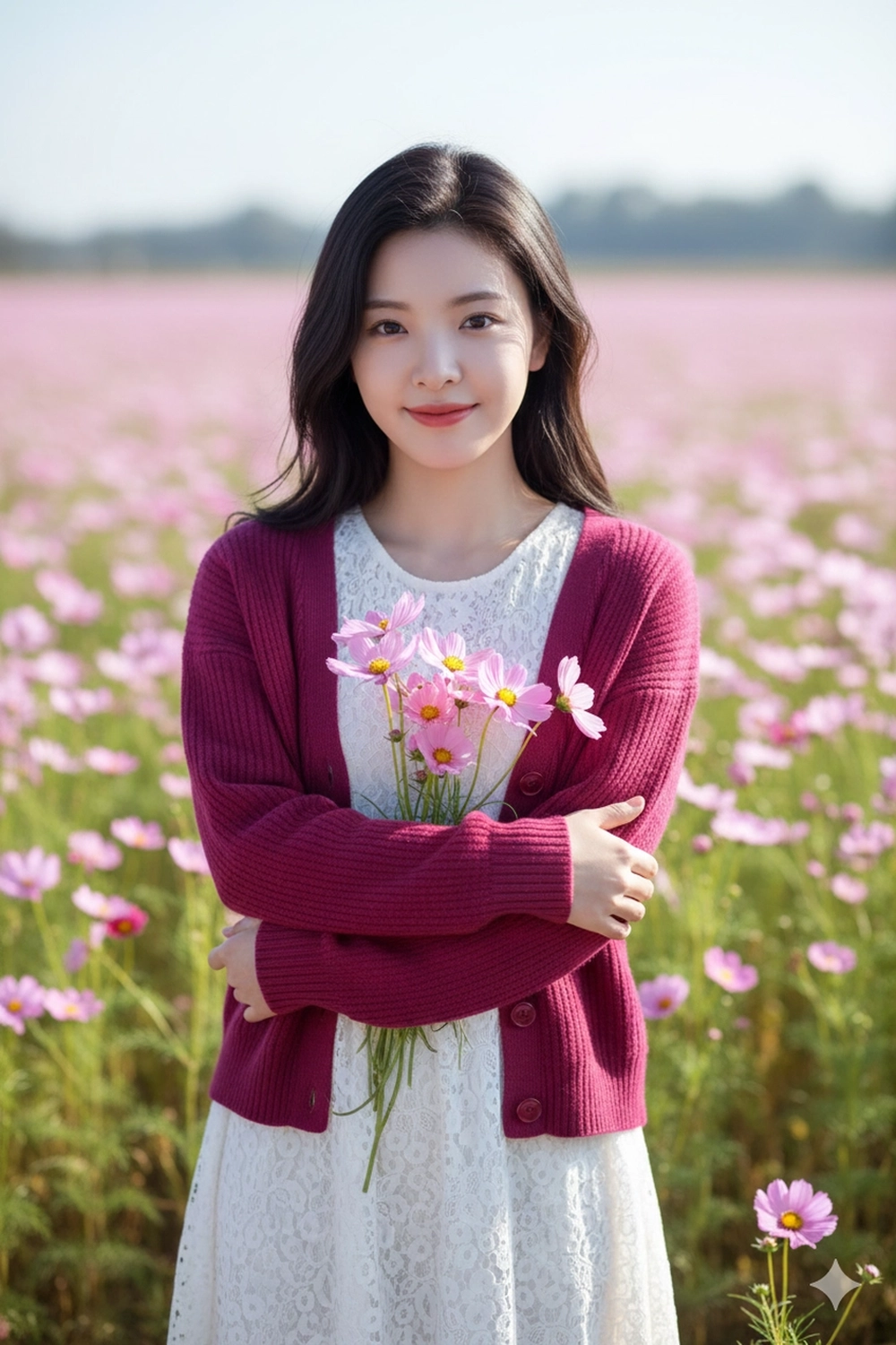 Prompt Gemini tạo ảnh giữa biển hoa Cosmos đẹp "hút hồn"