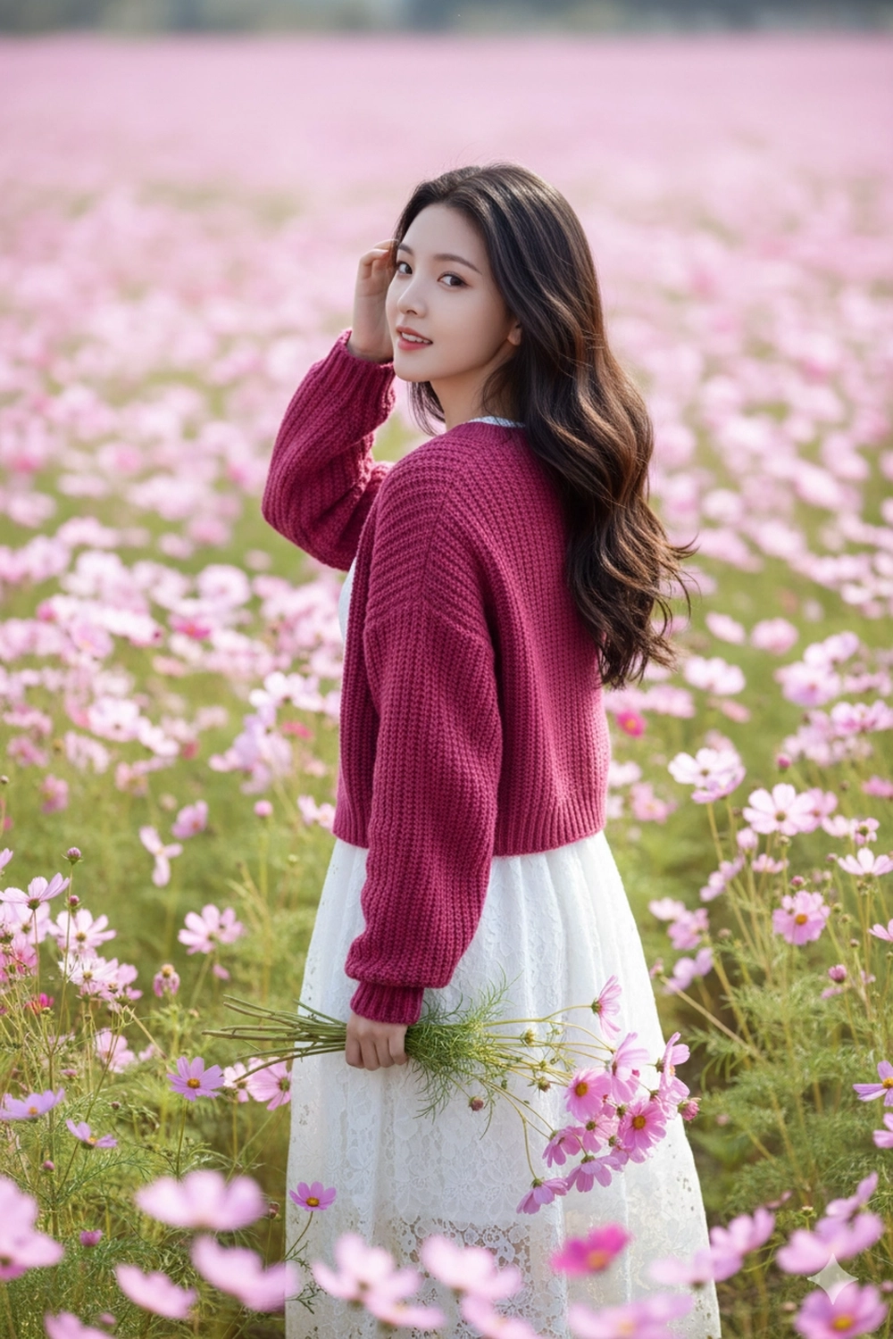 Prompt Gemini tạo ảnh giữa biển hoa Cosmos đẹp "hút hồn"