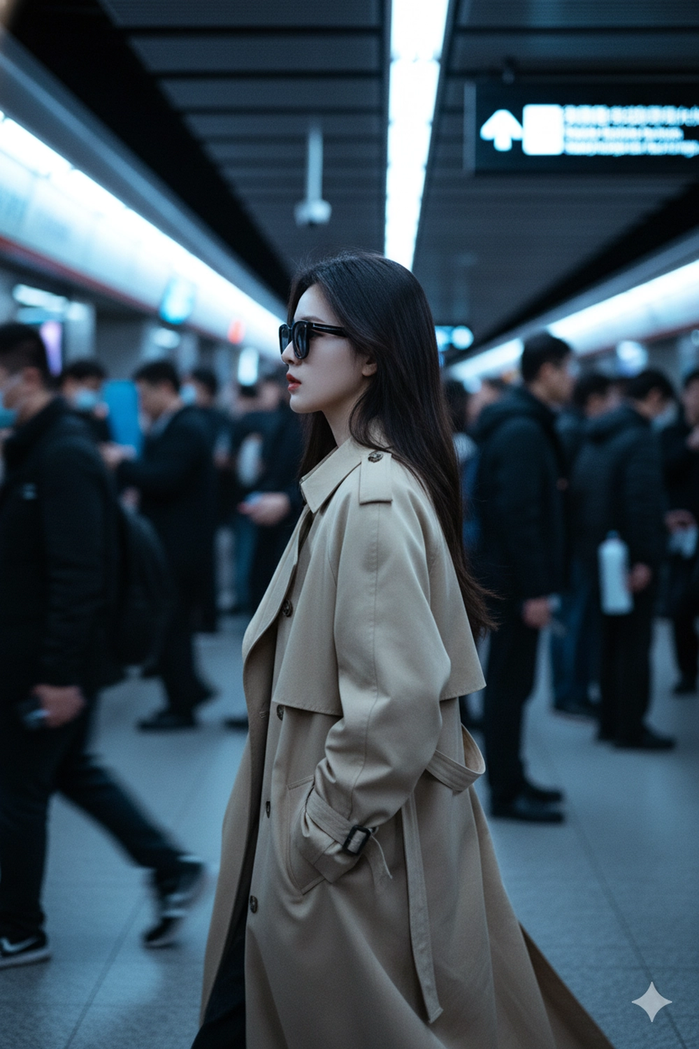 Prompt tạo ảnh check-in ga tàu điện Metro cực chất