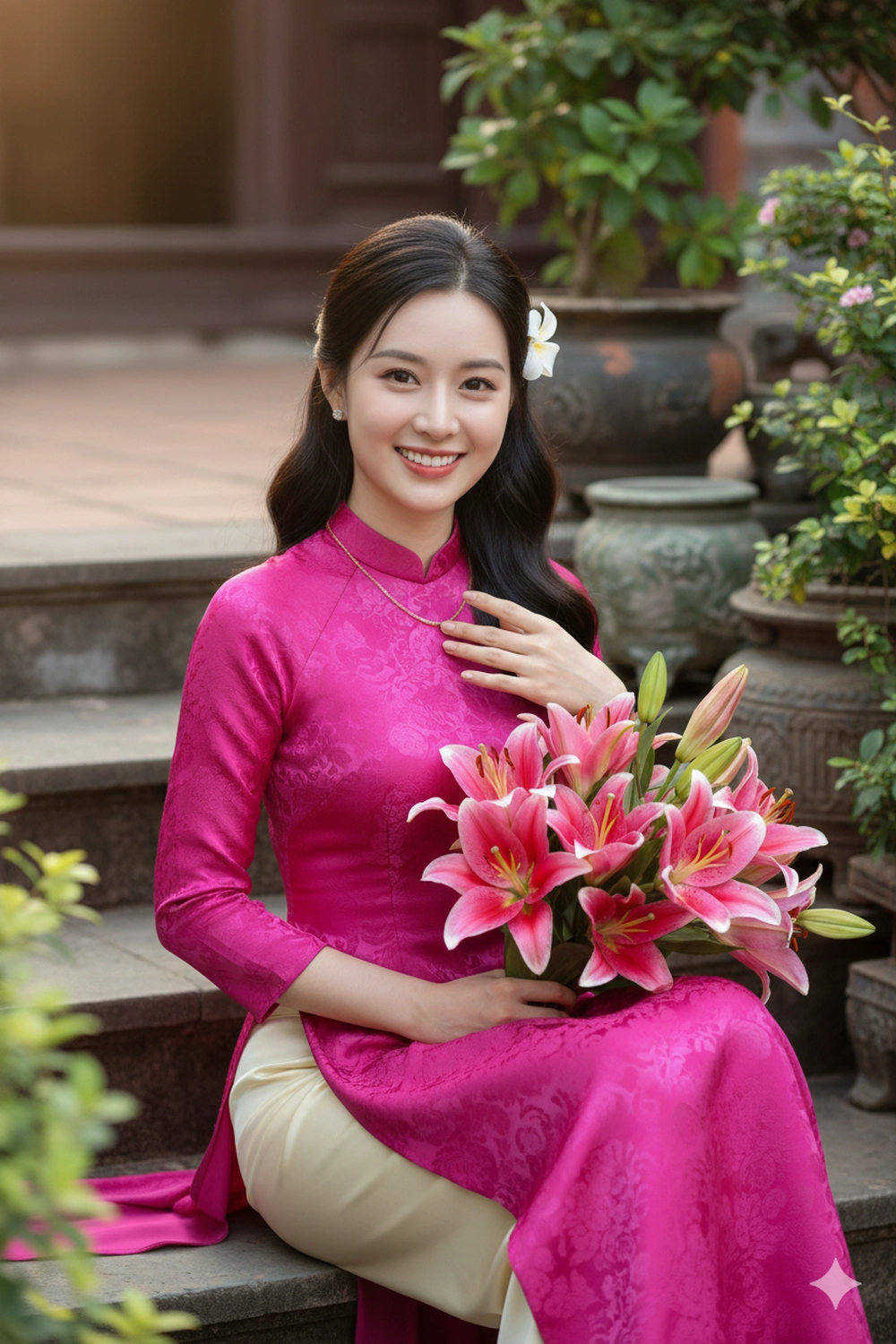 Bộ Prompt Gemini AI tạo ảnh áo dài Tết hợp trend!