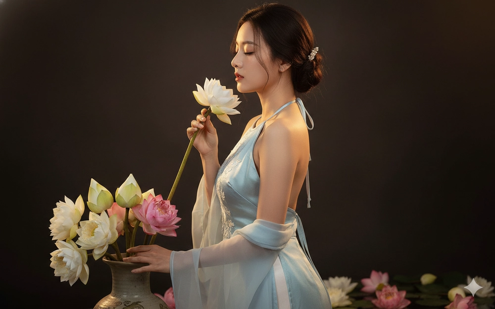 Hóa thân thành nàng thơ yếm lụa đón Tết với Gemini AI