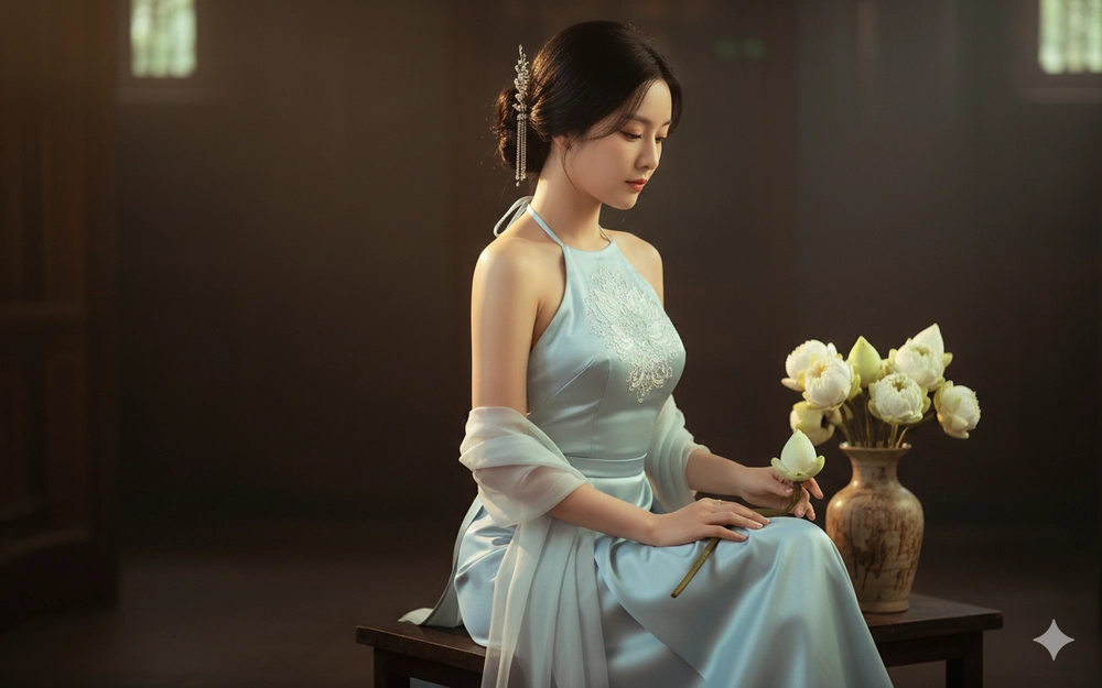 Hóa thân thành nàng thơ yếm lụa đón Tết với Gemini AI