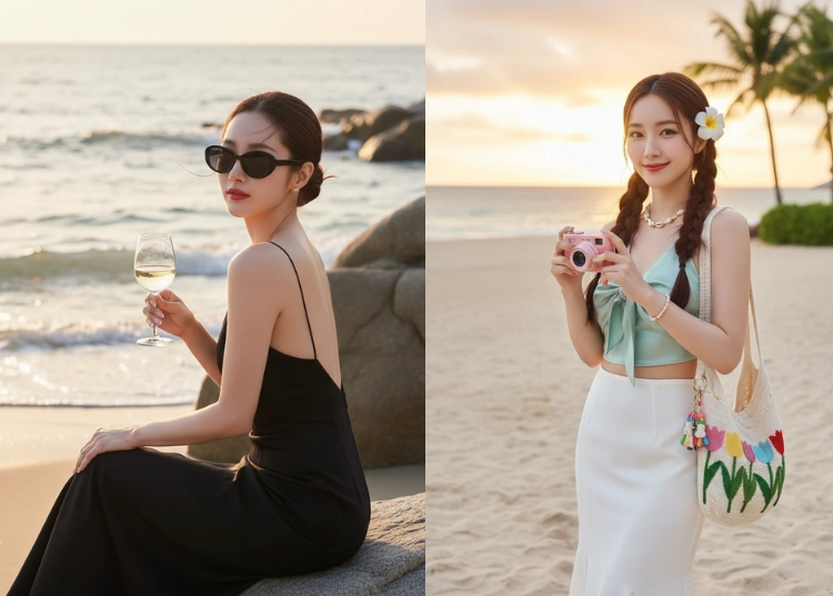 Hóa thân thành travel blogger với bộ ảnh biển từ Gemini AI