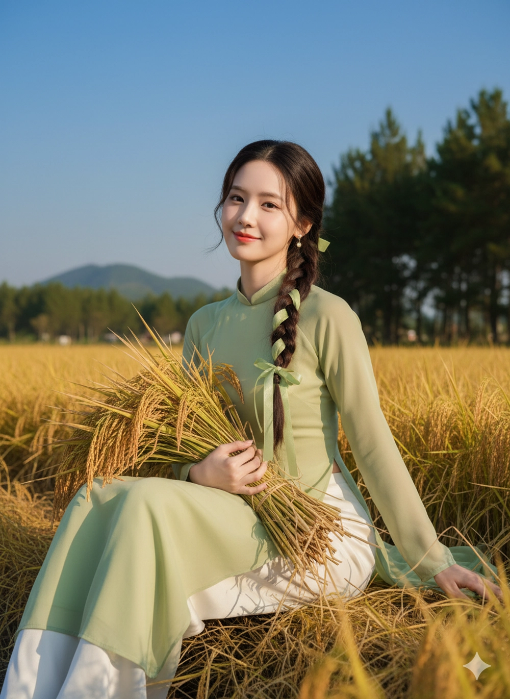 Prompt Gemini hóa nàng thơ giữa đồng lúa chín