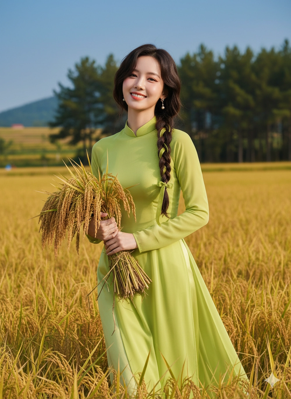 Prompt Gemini hóa nàng thơ giữa đồng lúa chín