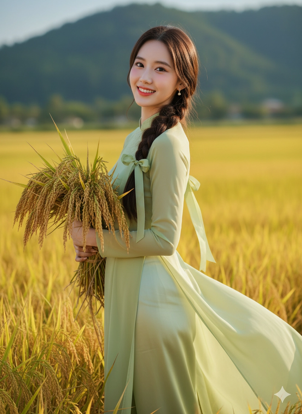 Prompt Gemini hóa nàng thơ giữa đồng lúa chín