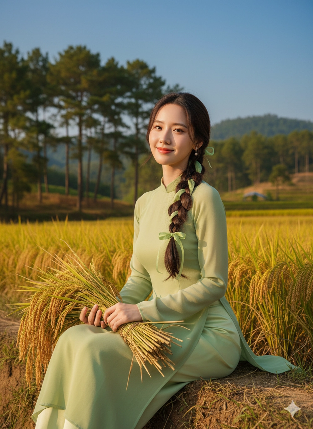 Prompt Gemini hóa nàng thơ giữa đồng lúa chín