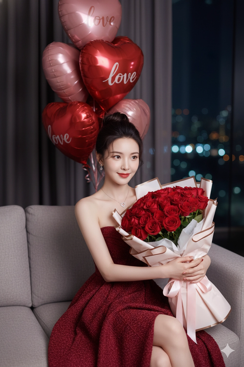 Prompt Gemini ôm hoa ngọt ngào cho nàng dịp Valentine 14/2