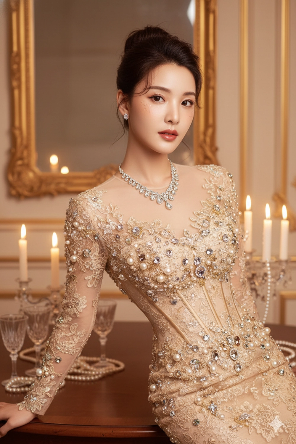 Prompt tạo ảnh quý cô sang trọng chuẩn "hoàng gia"