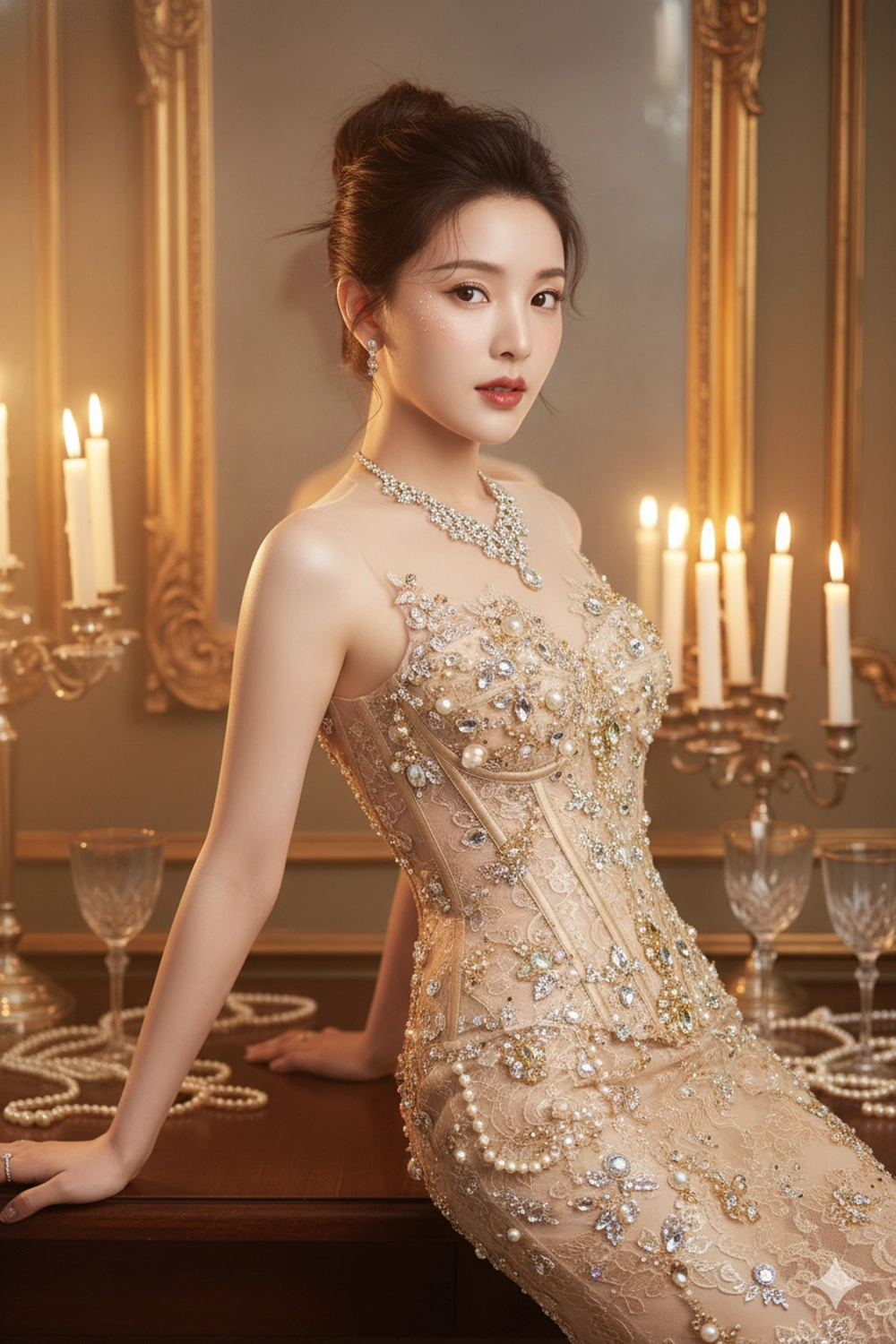 Prompt tạo ảnh quý cô sang trọng chuẩn "hoàng gia"
