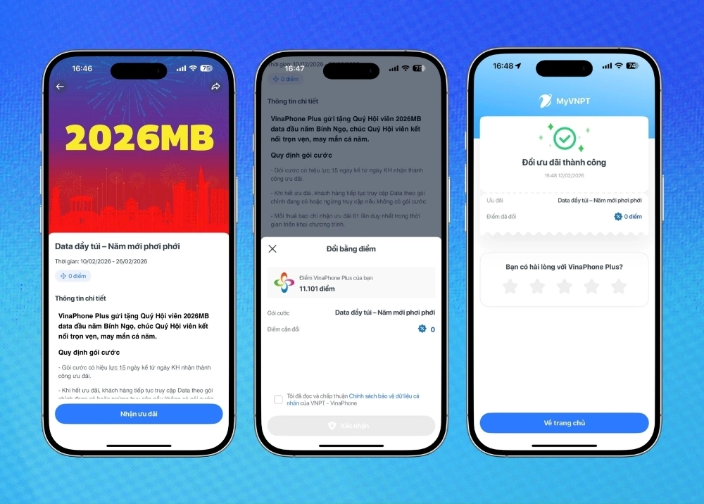 Tết lướt thả ga: Cách nhận miễn phí 2026MB Data từ Vinaphone