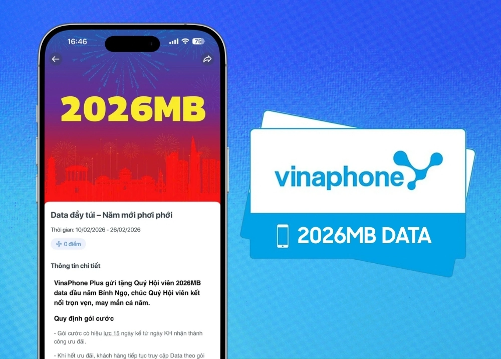 Tết lướt thả ga: Cách nhận miễn phí 2026MB Data từ Vinaphone