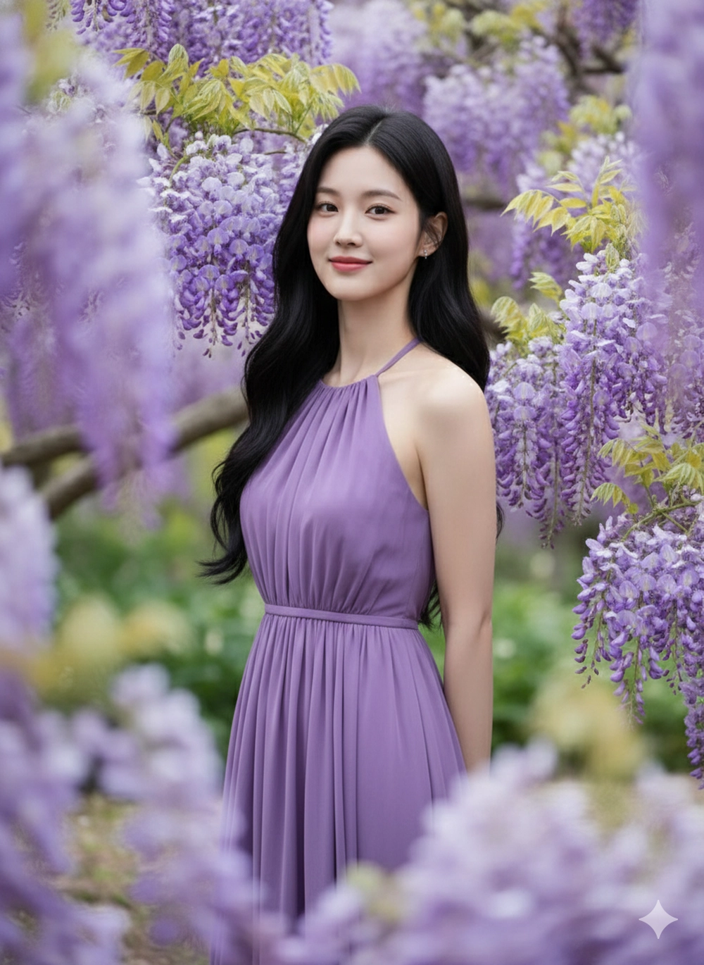 "Hóa" thiếu nữ giữa rừng hoa tím mộng mơ với Gemini
