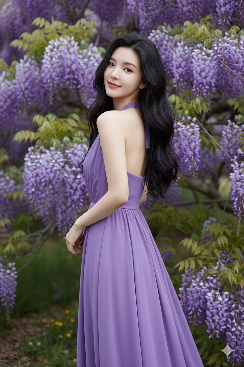 "Hóa" thiếu nữ giữa rừng hoa tím mộng mơ với Gemini