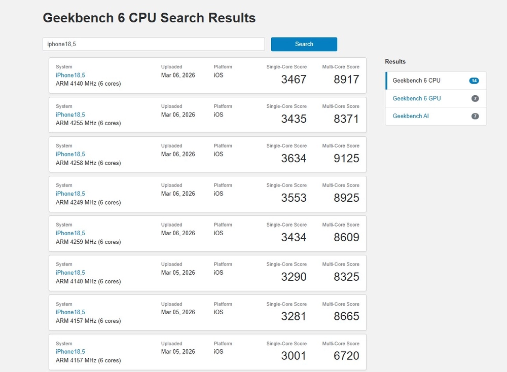 iPhone 17e lộ điểm Geekbench chip mạnh ngang iPhone 17