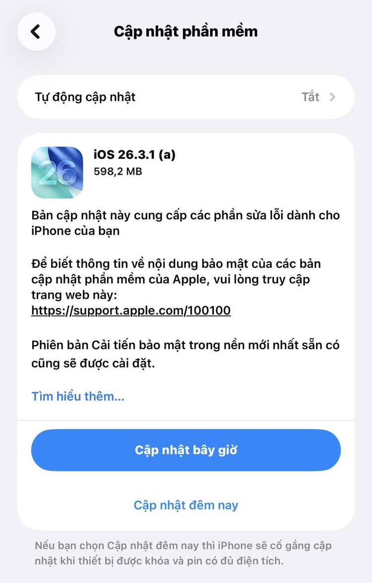 Những dòng iPhone phải cài đặt iOS 26.3.1 (a) ngay lúc này