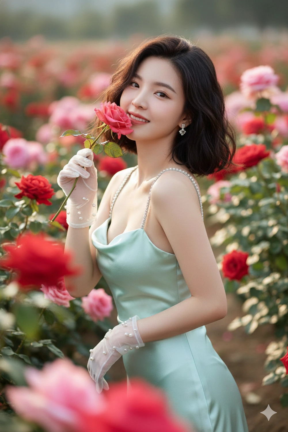 Prompt tạo ảnh 'hóa' nàng thơ trong bộ váy lụa kiêu sa