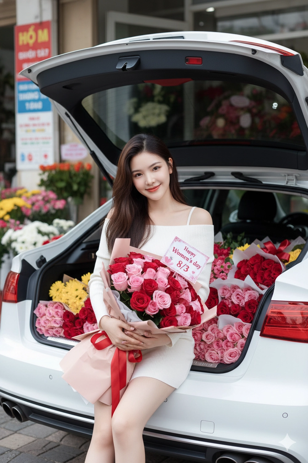 Tạo ảnh tặng hoa dịp 8/3 cho người đẹp với Gemini