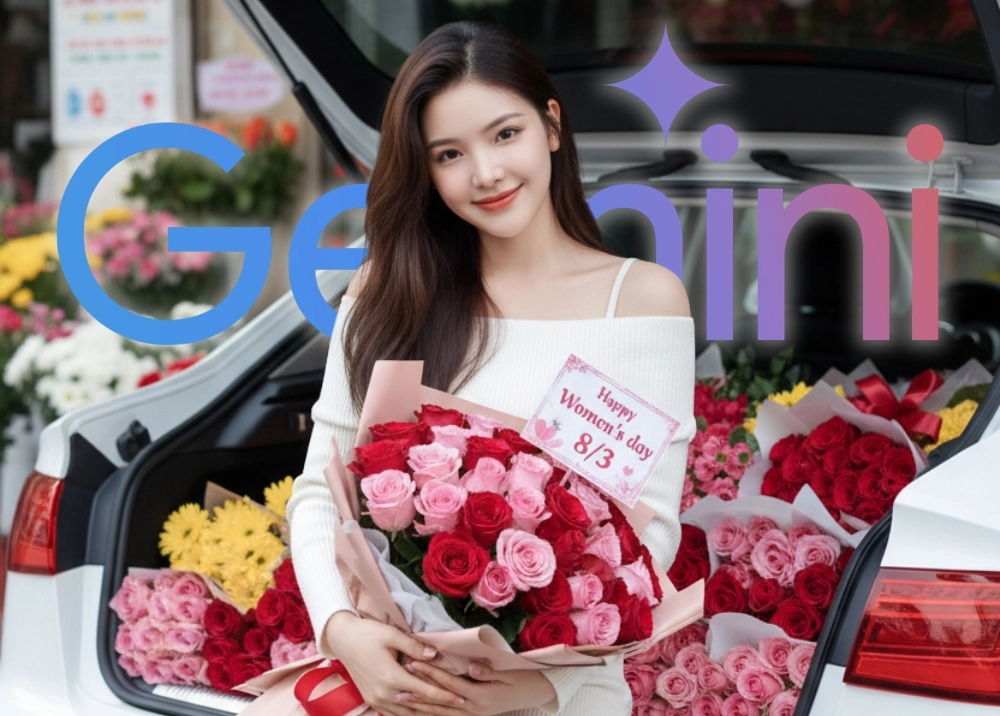 Tạo ảnh tặng hoa dịp 8/3 cho người đẹp với Gemini