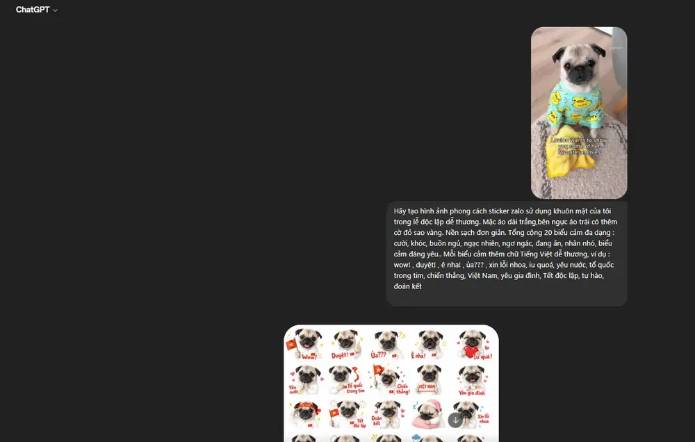 Cách dùng ChatGPT tạo nhãn dán kiểu Zalo
