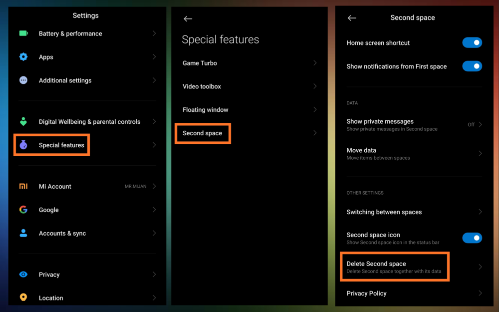Mẹo tạo và hủy không gian thứ hai trên Xiaomi